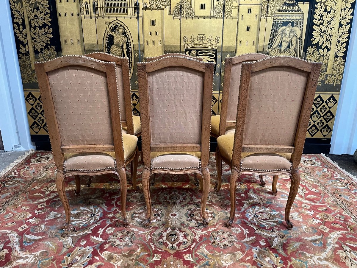 Suite De 6 Chaises Style Louis XV Chêne -photo-4