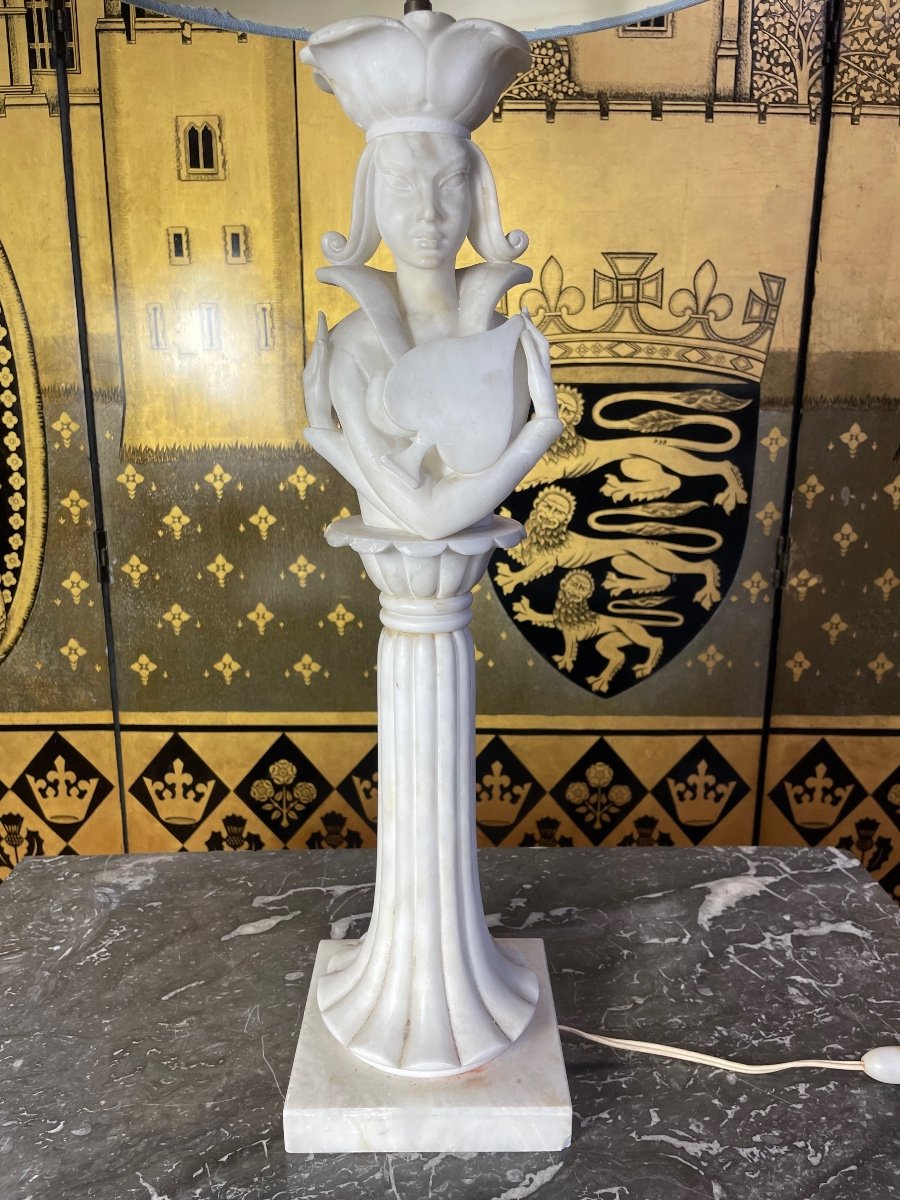 Alabaster Lamp Representing La Dame De Pic-photo-2
