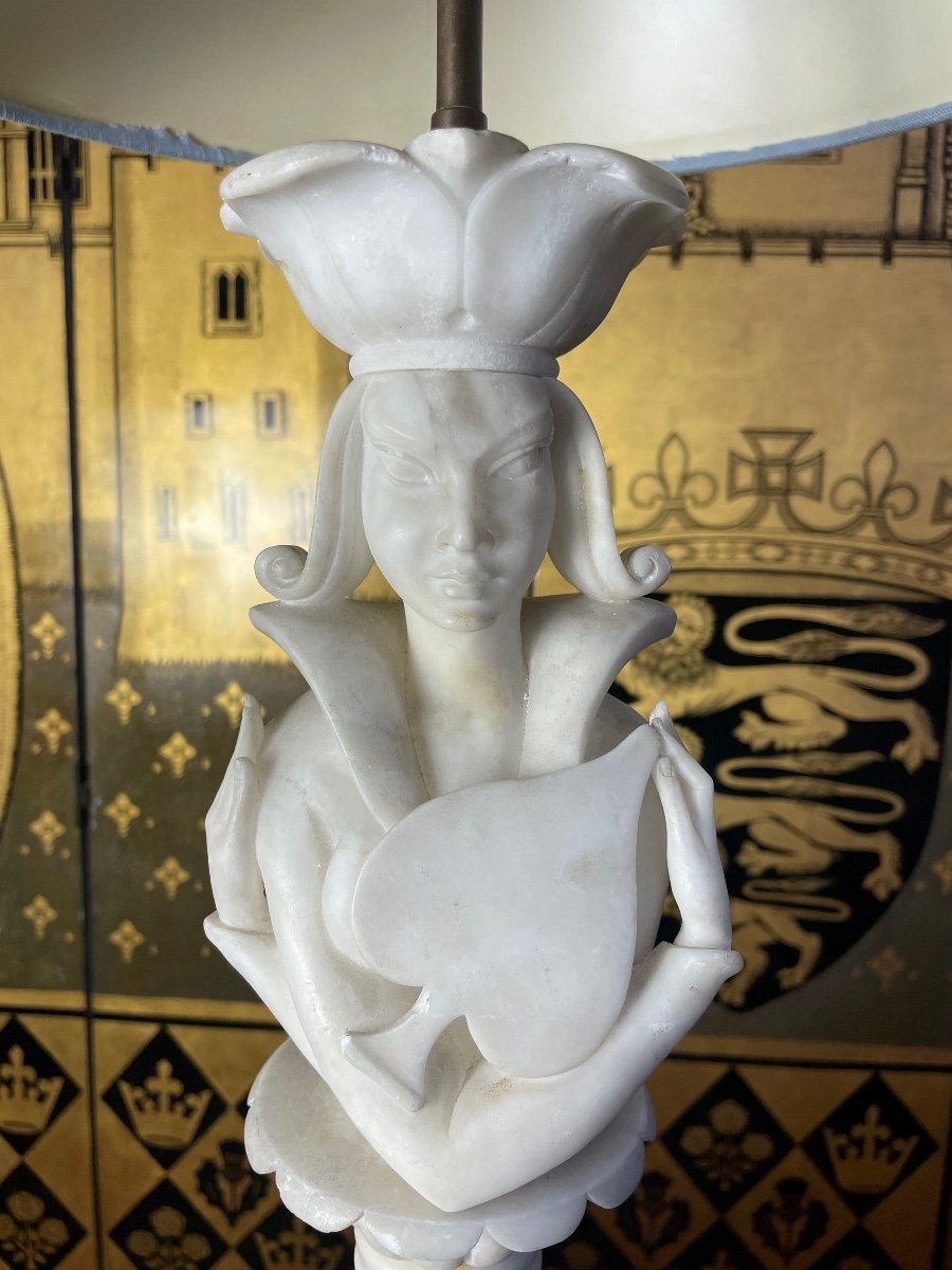 Alabaster Lamp Representing La Dame De Pic-photo-3
