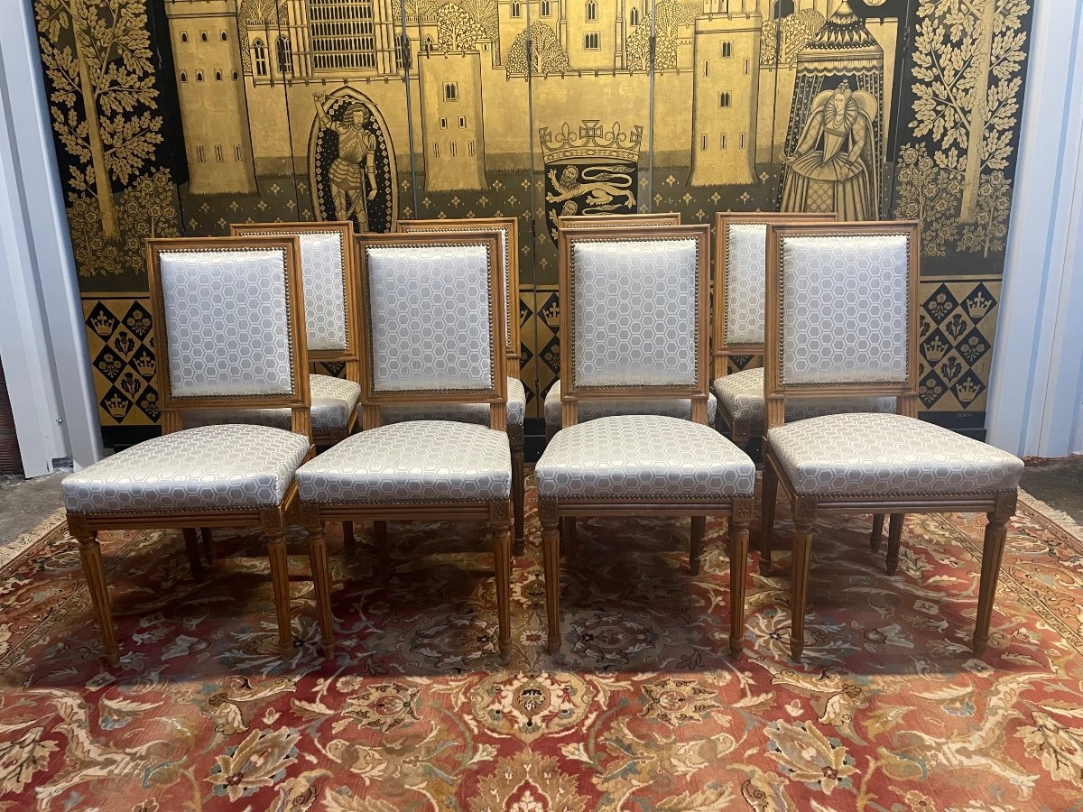 Suite De 8 Chaise De Style Louis XVI -photo-2