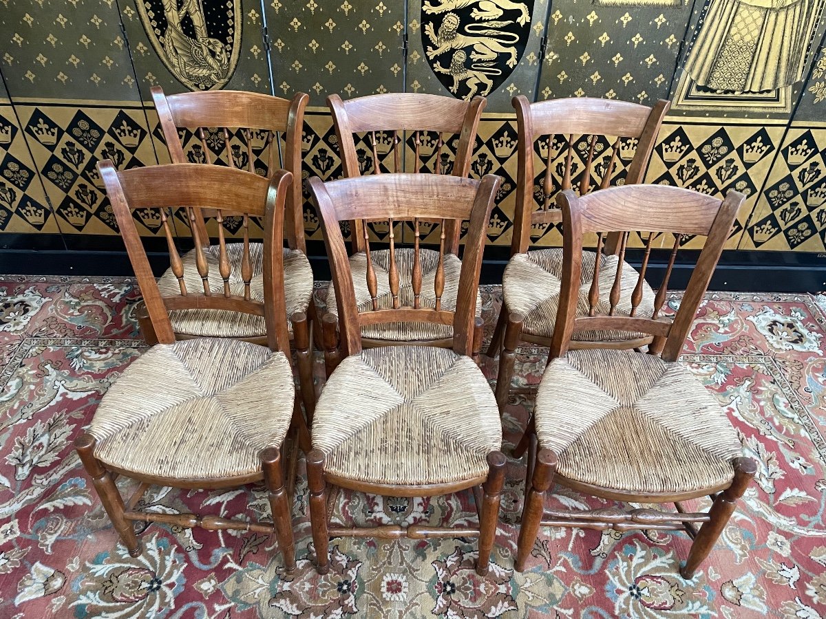 Suite Of 6 Rustic Straw Chairs-photo-2