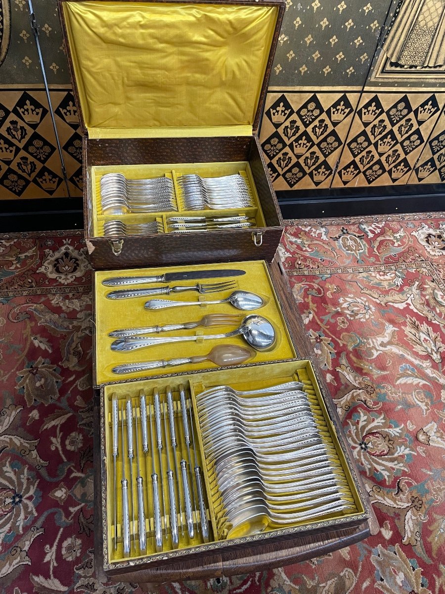 Art Deco Style Silver Plated Cutlery Set 90 Pieces
