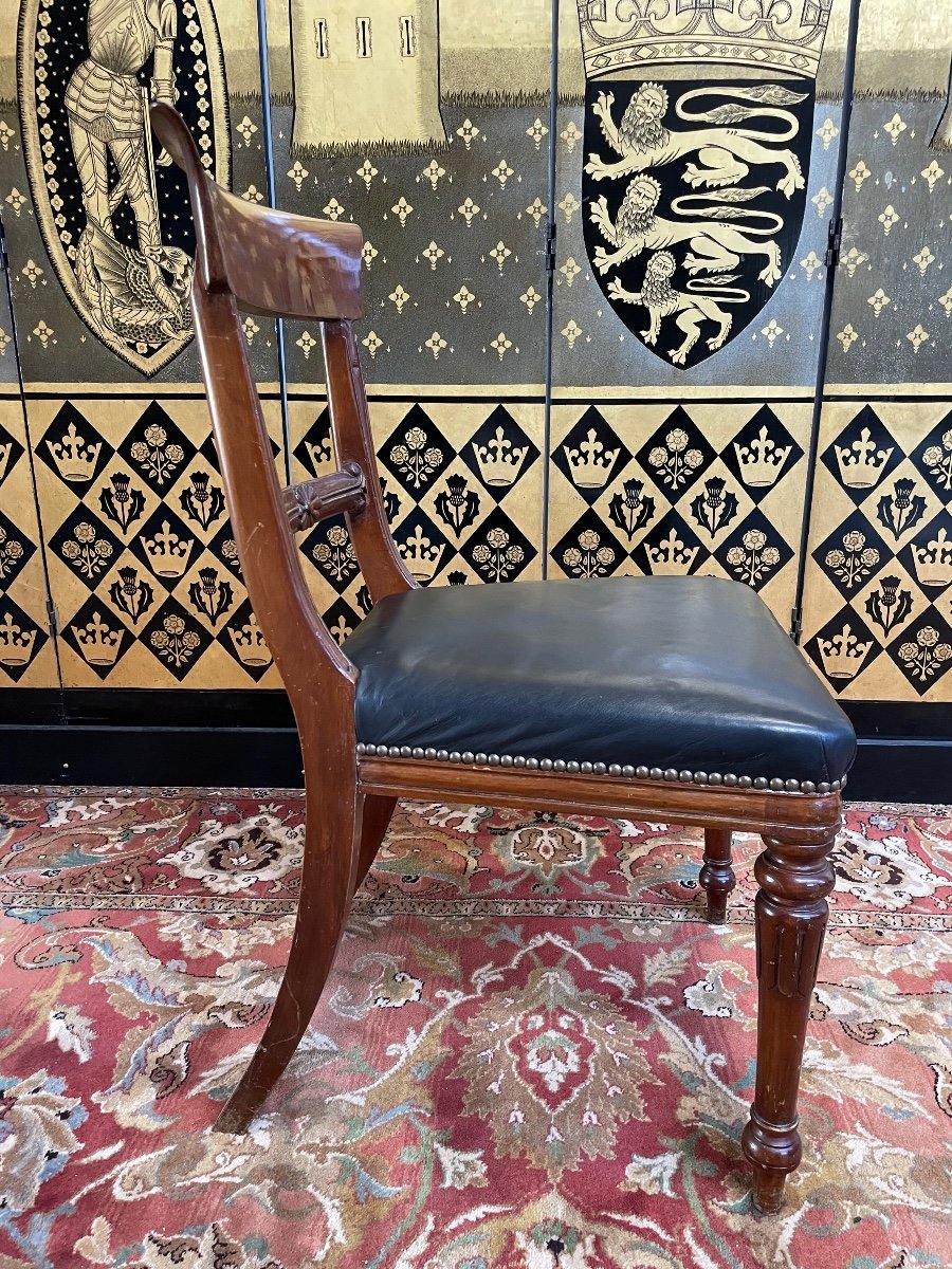 Suite De 6 Chaises Anglaises En Acajou Et Cuir -photo-1
