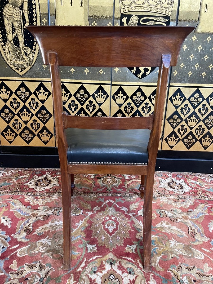 Suite De 6 Chaises Anglaises En Acajou Et Cuir -photo-3
