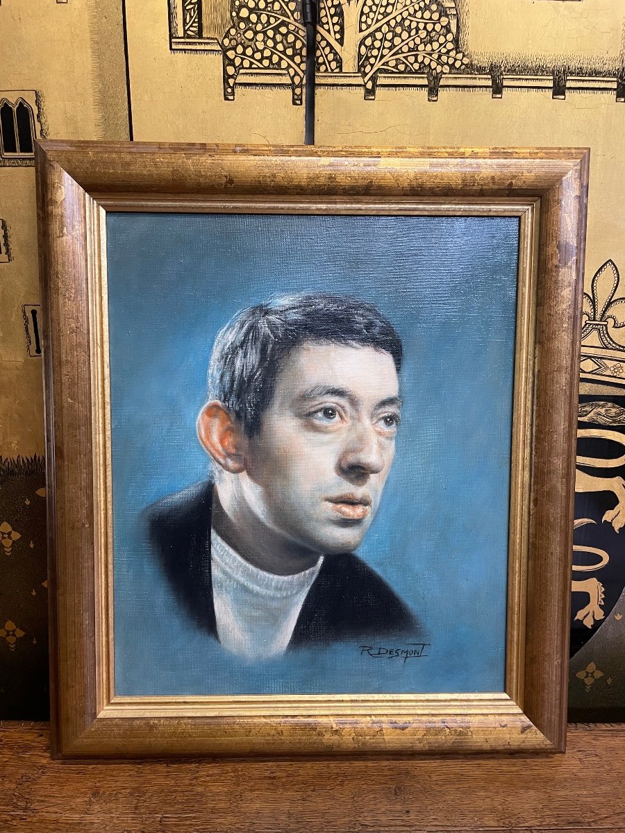 Oil Portrait Of Serge Gainsbourg "r.desmont"