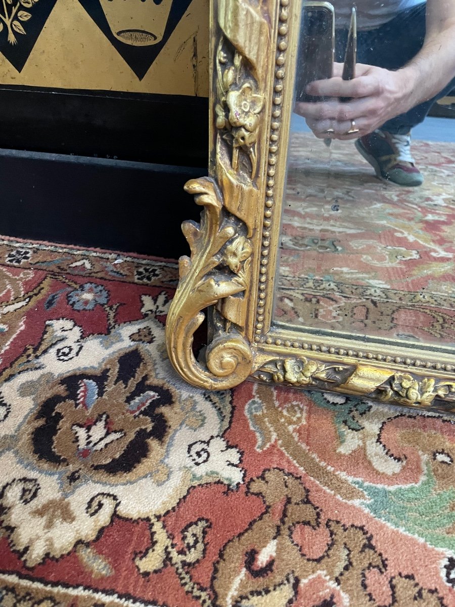 Miroir époque Napoléon III doré à la feuille -photo-1