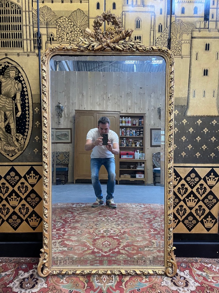 Miroir époque Napoléon III doré à la feuille 