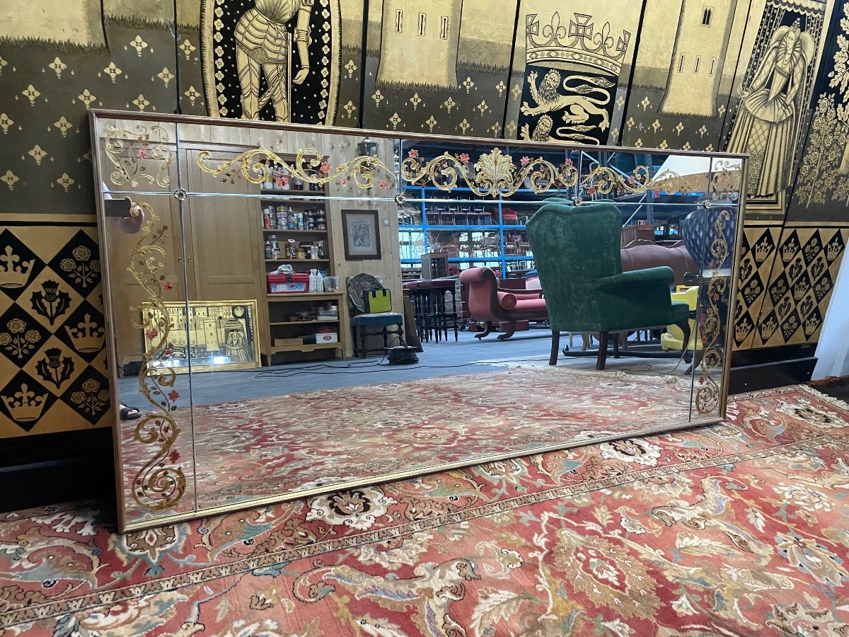 Miroir De Bistrot - Brasserie En Verre églomisé Art Nouveau-photo-2