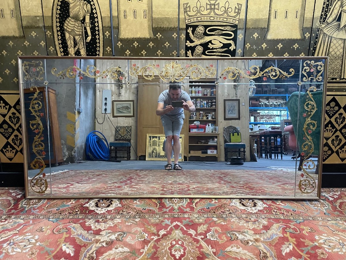Miroir De Bistrot - Brasserie En Verre églomisé Art Nouveau