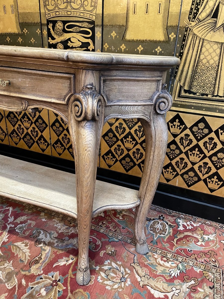 Console En Chêne Massif De Style Louis XV « F.CHALEYSSIN»-photo-4