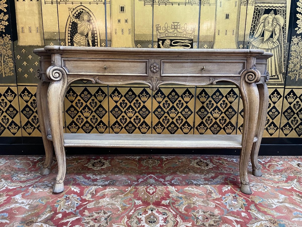 Console En Chêne Massif De Style Louis XV « F.CHALEYSSIN»