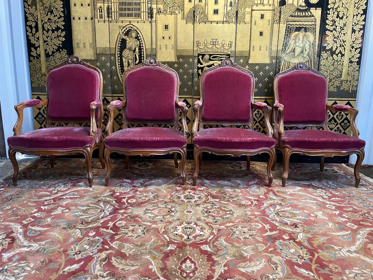 Suite Of 4 Louis XV Style Armchairs