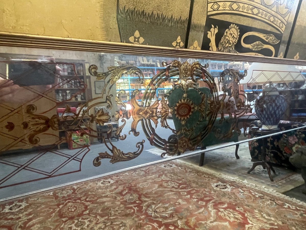 Miroir De Bistrot - Brasserie Art Nouveau/Vénitien En Verre églomisé-photo-1