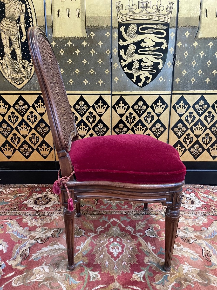 Suite De 6 Chaises De Style Louis XVI En Cannage -photo-7