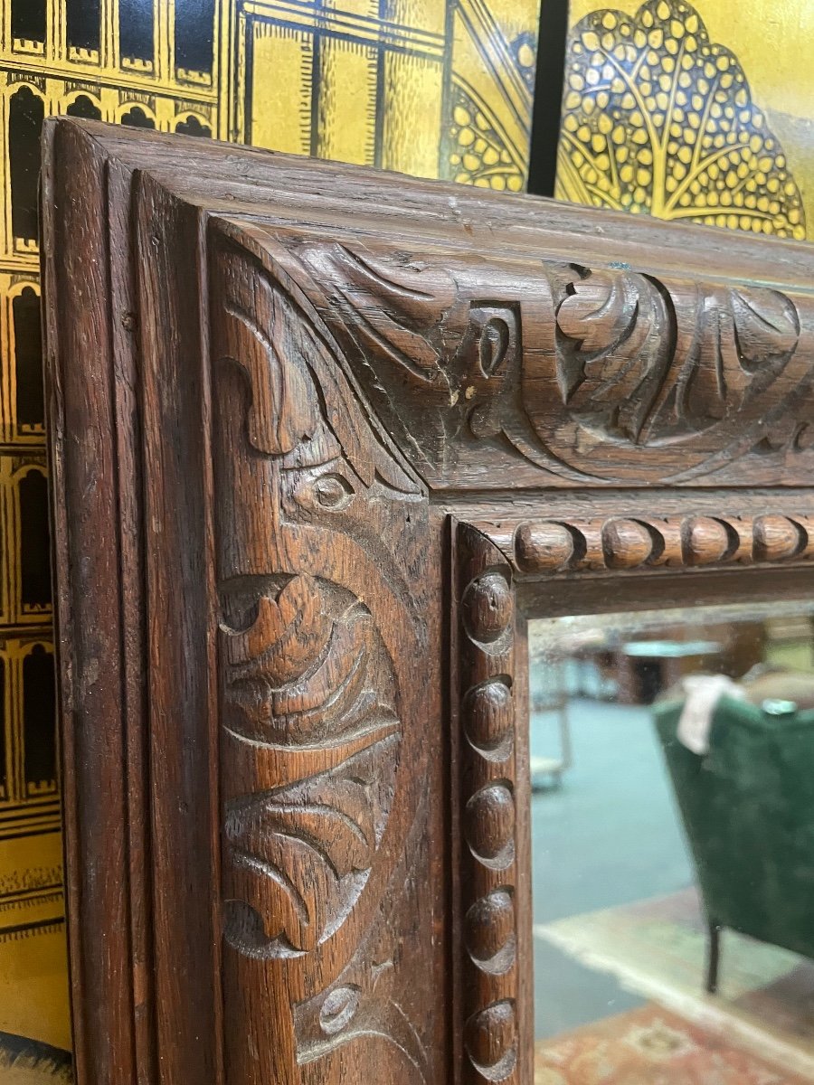 Miroir époque Louis Philippe- Napoléon III  En Chêne Sculpté -photo-2
