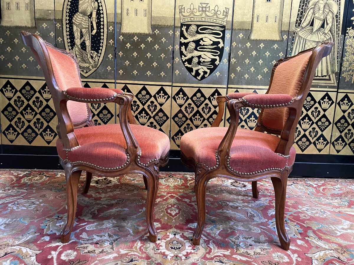 Pair Of Louis XV Style Cabriolet Armchairs-photo-1