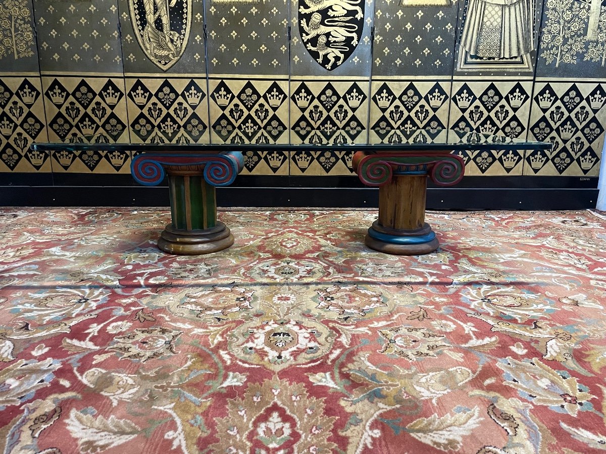 Table Basse En Verre Et Colonnes Corinthiennes 