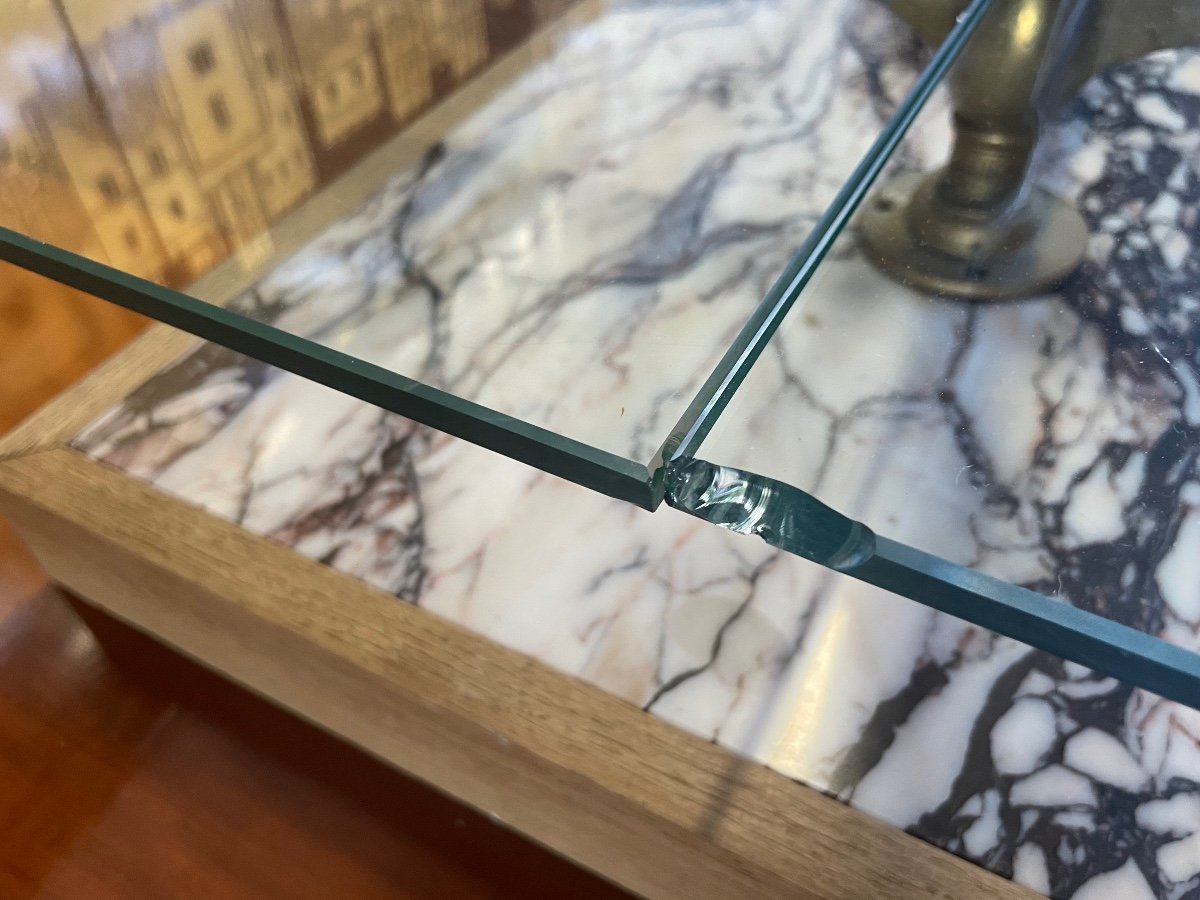 Présentoir - étagères De Bar En Laiton Et Verre Siegel -photo-2