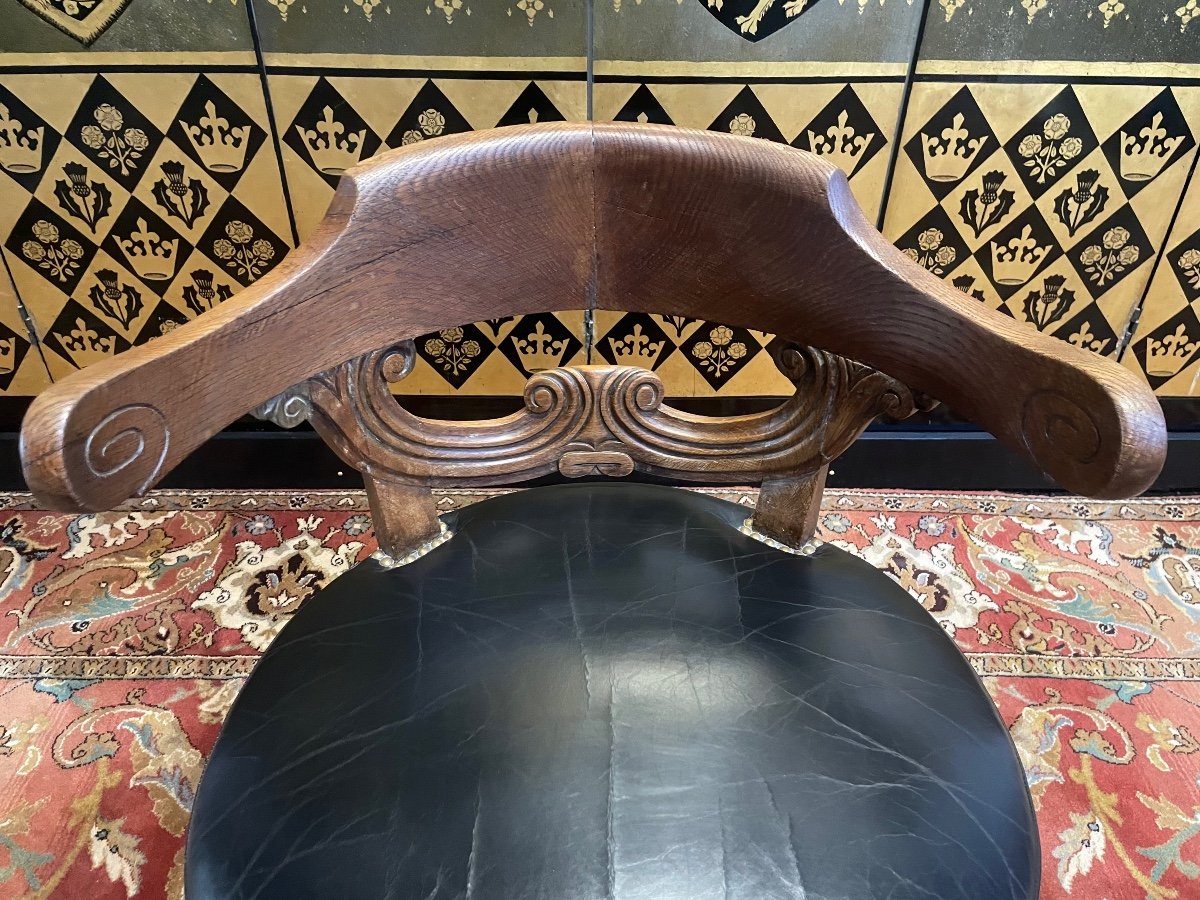 Fauteuil De Bureau Napoléon III Cuir Noir -photo-2