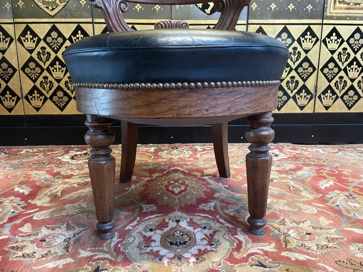 Fauteuil De Bureau Napoléon III Cuir Noir -photo-3