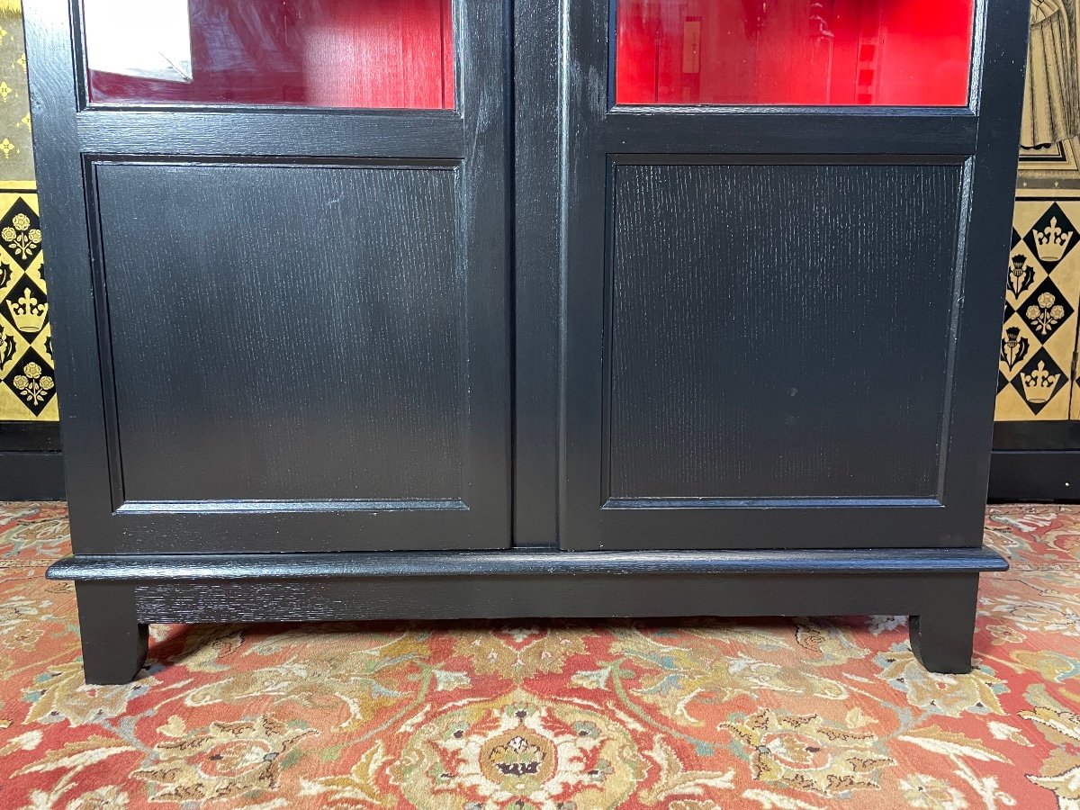 Armoire - Vitrine - Bibliothèque D’école En Chêne Noir-photo-2