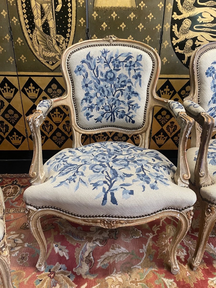 Suite De 4 Fauteuils De Style Louis XV -photo-4
