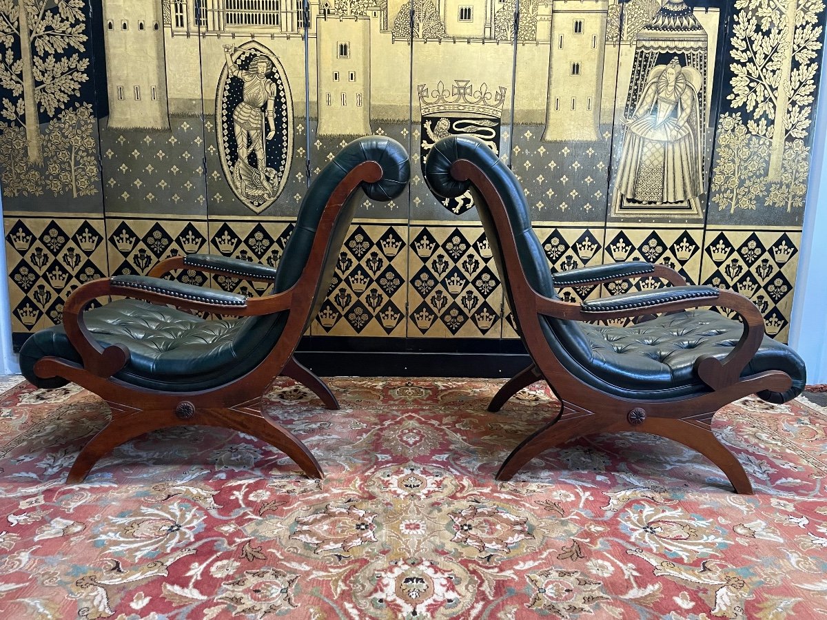 Paire De Fauteuils Chesterfield Anglais -photo-1