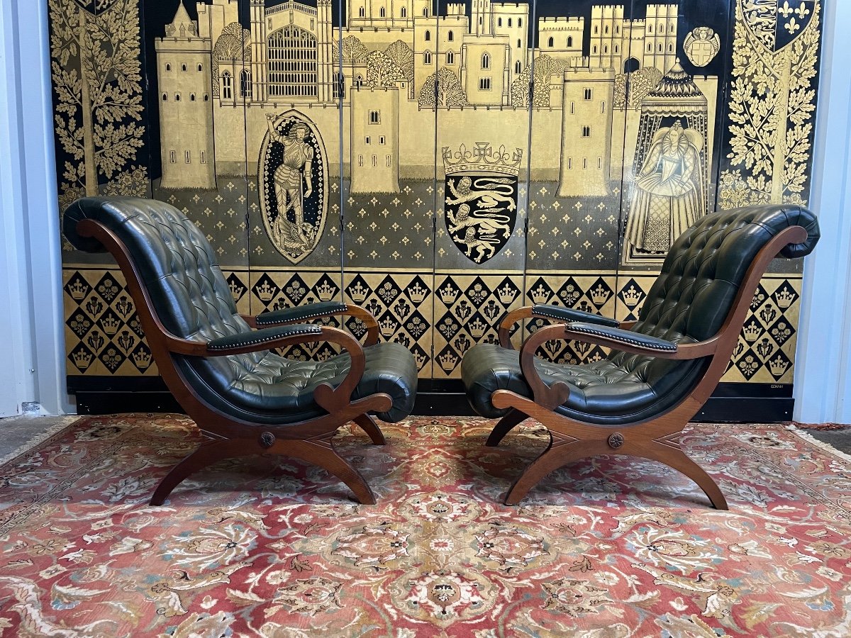 Paire De Fauteuils Chesterfield Anglais -photo-4