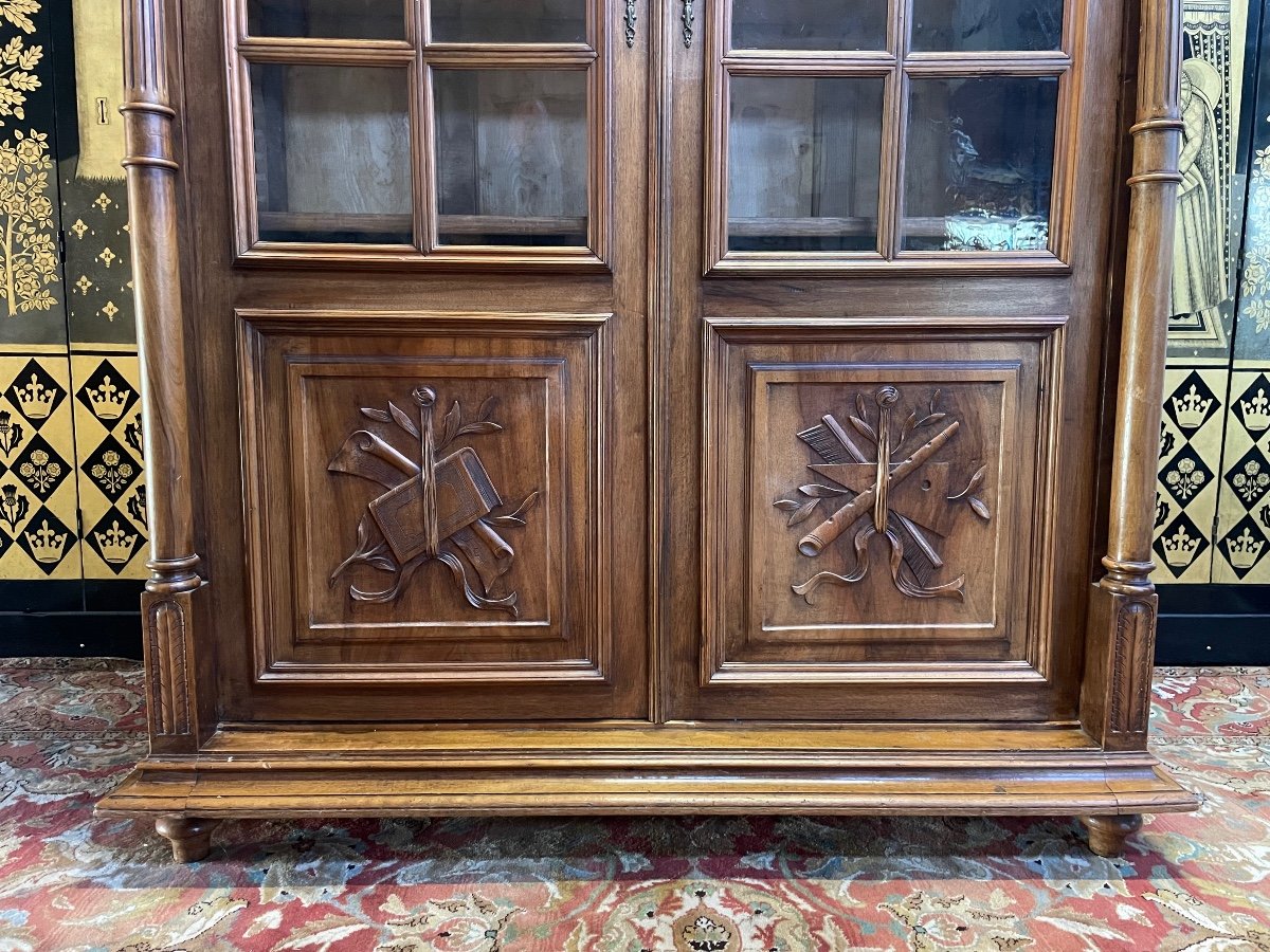 Wardrobe - Bookcase - Walnut Showcase Renaissance Style-photo-2