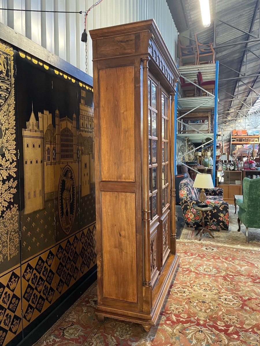 Wardrobe - Bookcase - Walnut Showcase Renaissance Style-photo-3