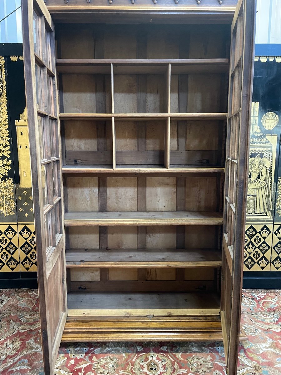 Wardrobe - Bookcase - Walnut Showcase Renaissance Style-photo-3
