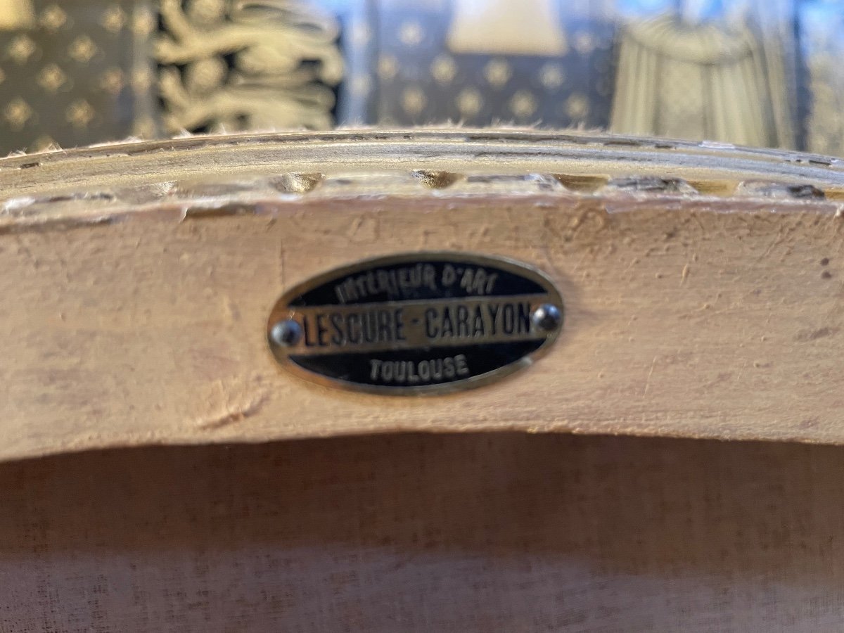 Paire De Bergères De Style Louis XVI Dorées -photo-3