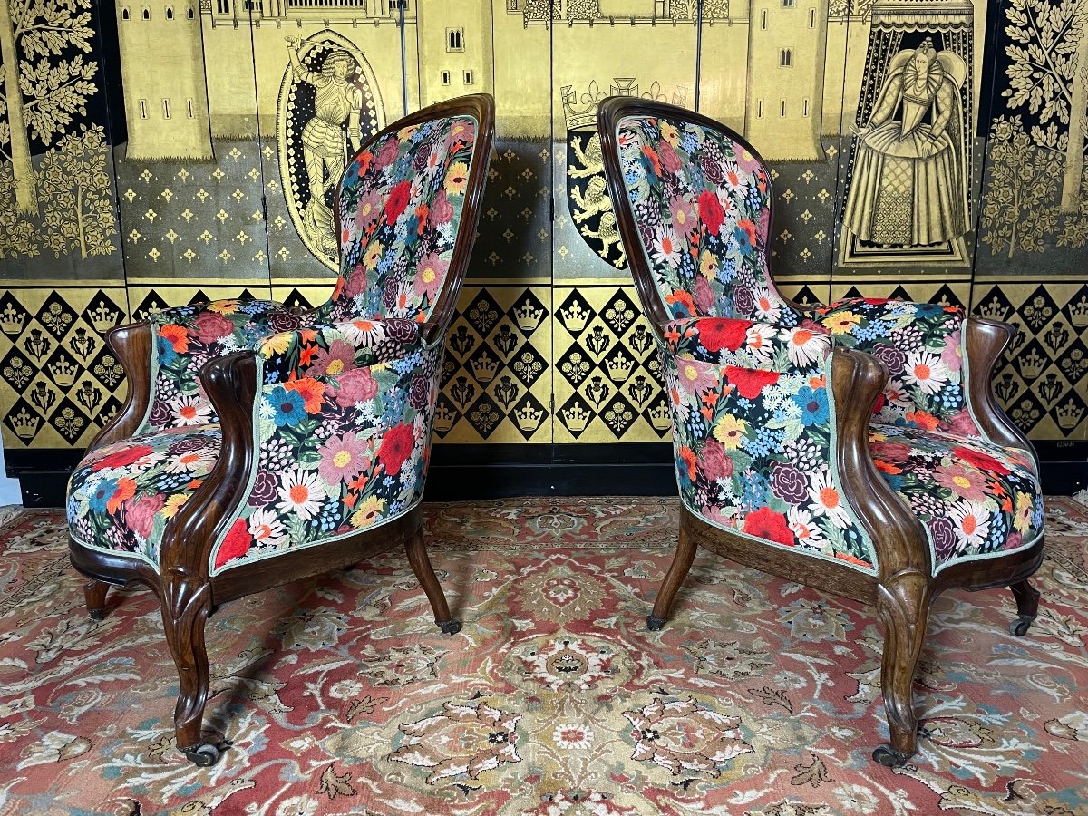 Paire De Fauteuil Louis Philippe Napoléon III-photo-1