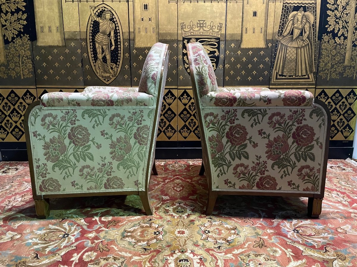 Art Deco Period Living Room Sofa And Pair Of Armchairs-photo-5