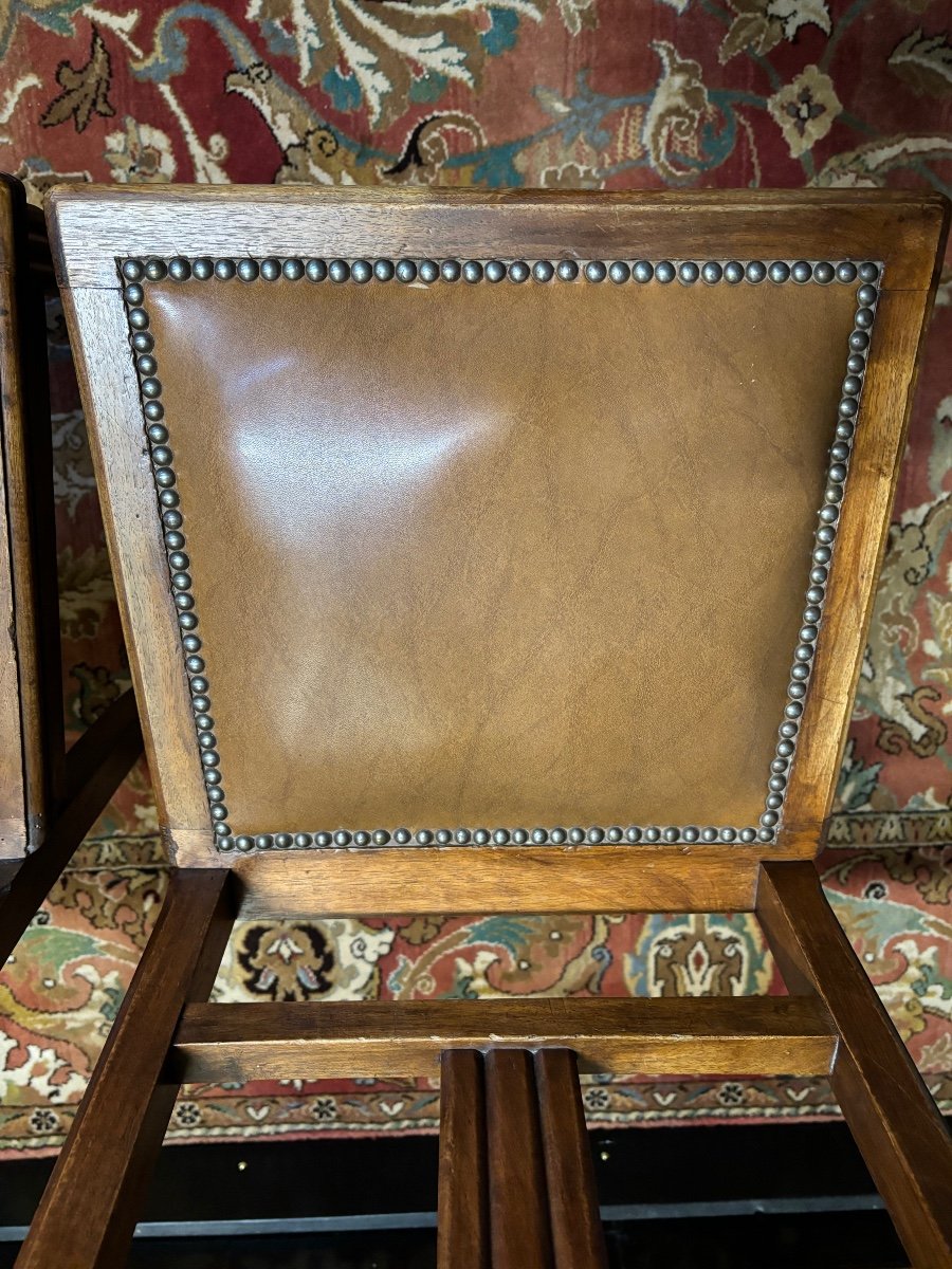 4 Chaises Art Deco Assise Cuir-photo-1
