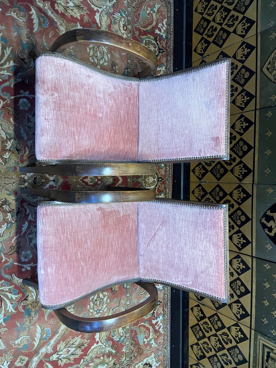 Pair Of Art Deco “bridge” Armchairs-photo-2