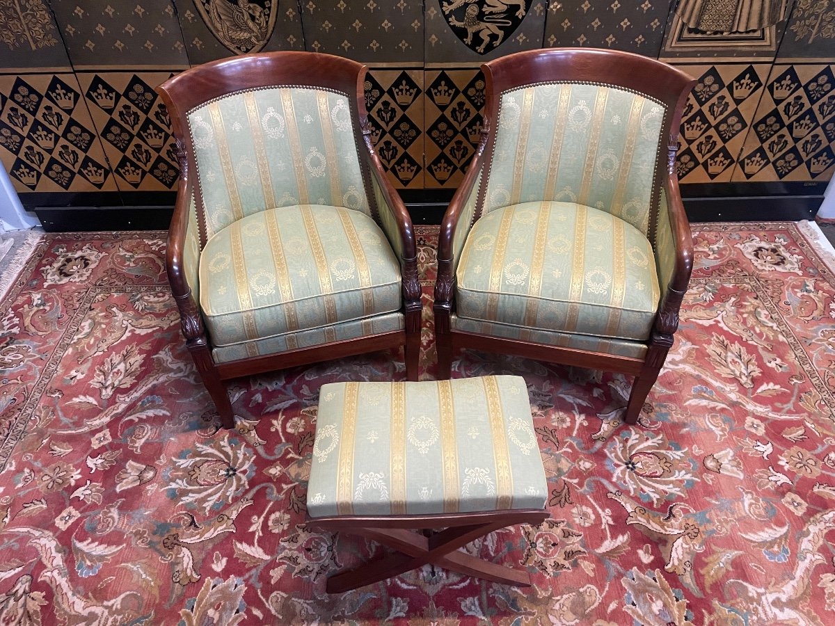 Pair Of Armchairs - Bergères Empire/restorations -photo-2