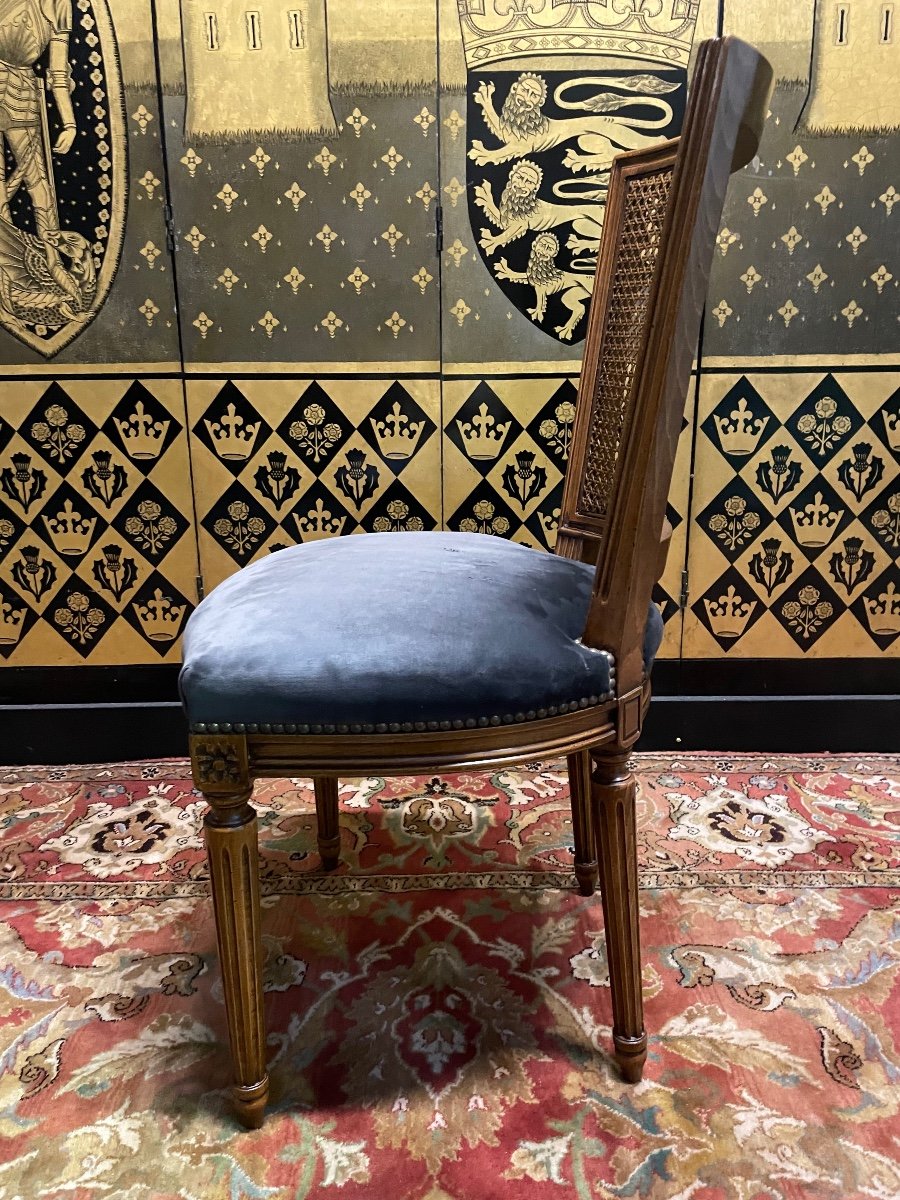 Suite De 6 Chaises De Style Louis XVI En Cannage -photo-4