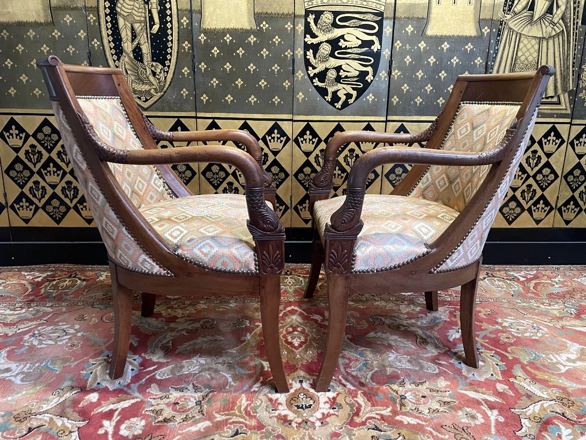 Paire De Fauteuils Empire - Restaurations Aux Dauphins-photo-2