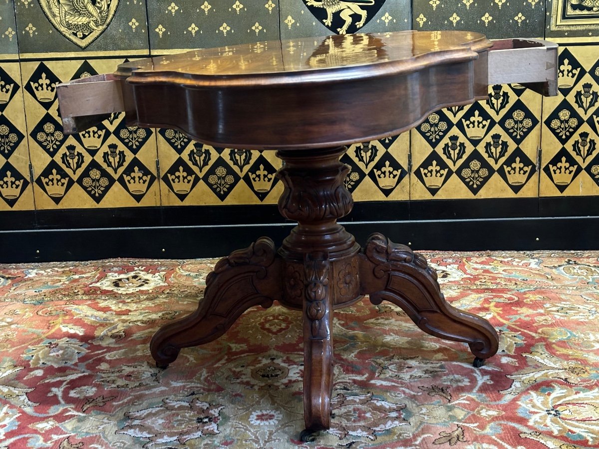 Fiddle Pedestal Table In Walnut -photo-4