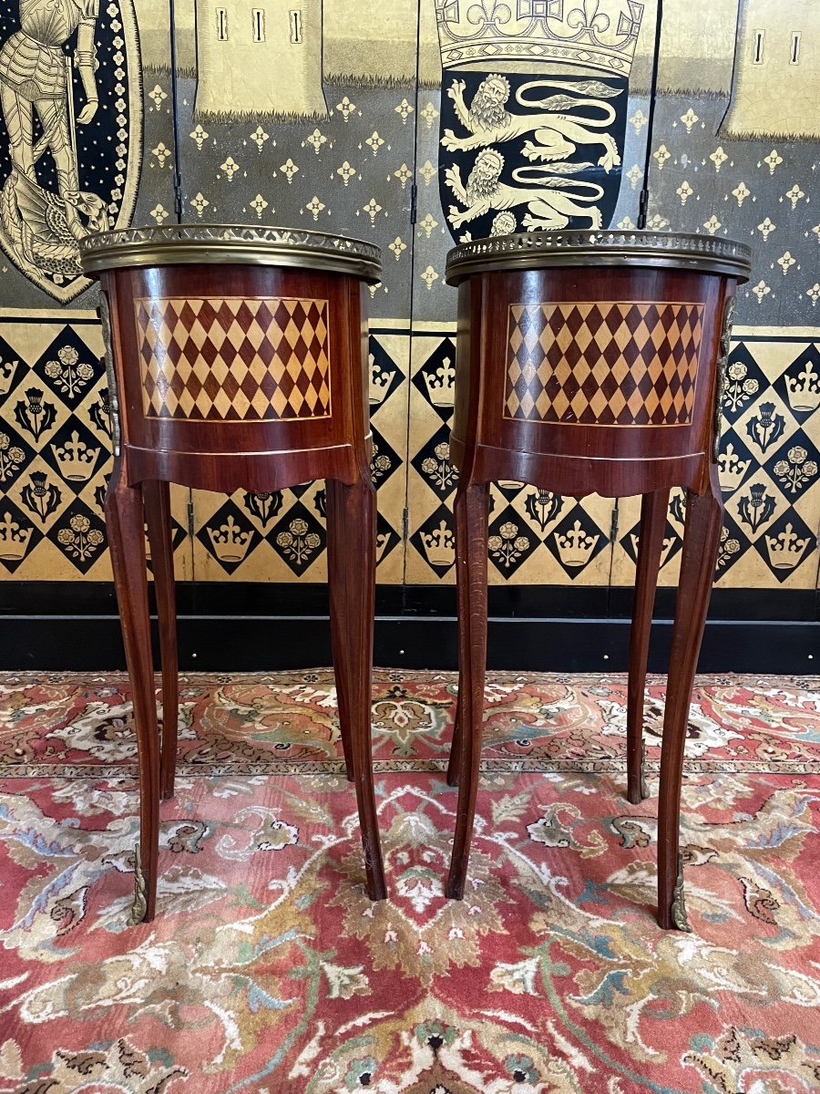 Pair Of Louis XV Marquetry Bedside Tables-photo-2