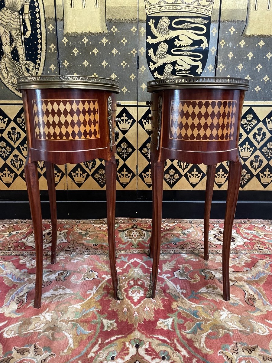 Pair Of Louis XV Marquetry Bedside Tables-photo-3