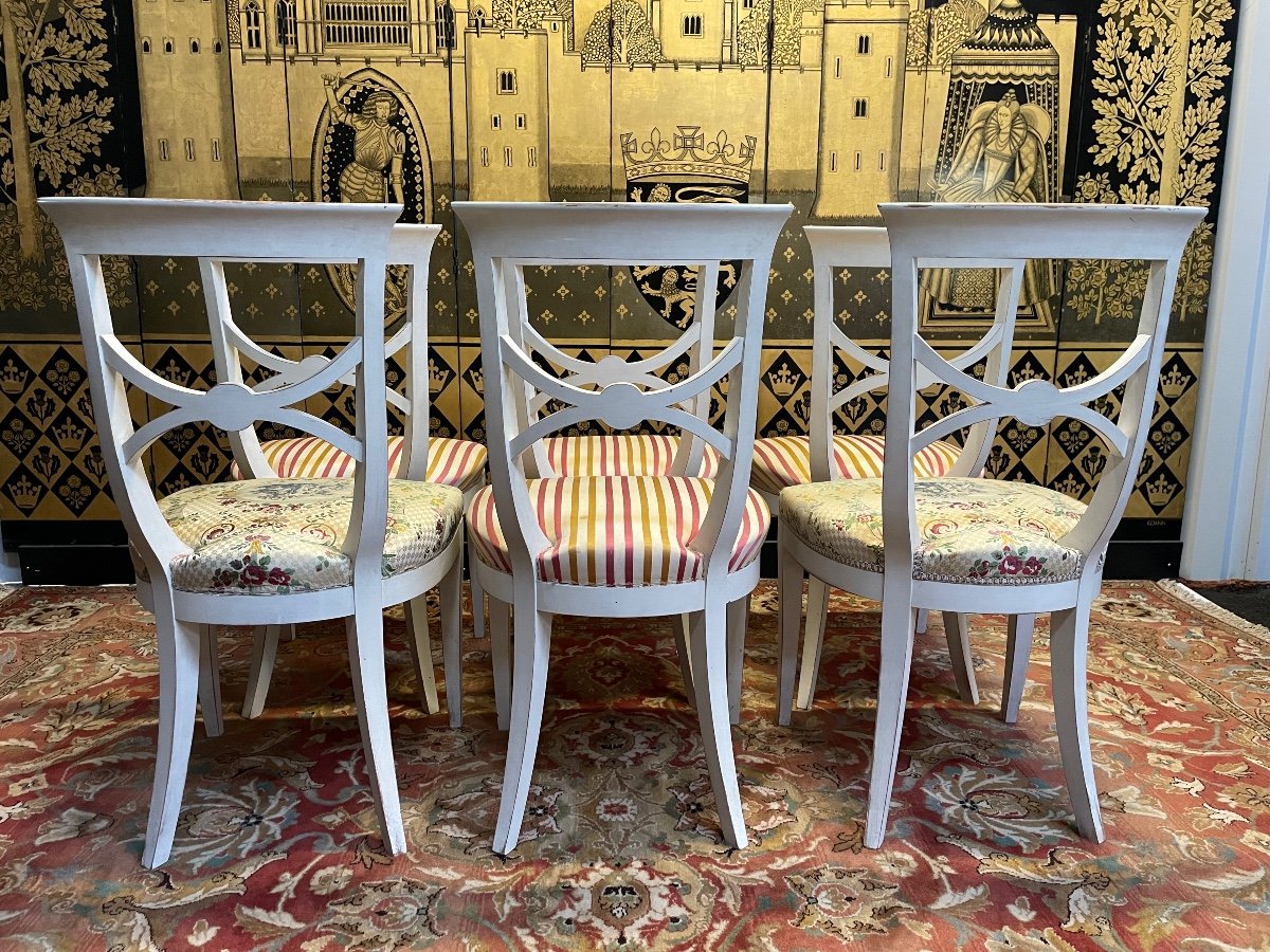 Suite De 6 Chaises De Style Directoire Peintes-photo-3