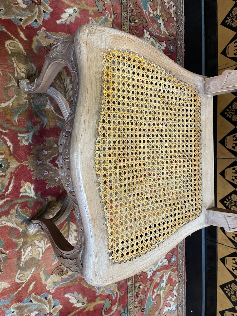 Suite De 6 Chaises De Style Louis XV - Régence Cannées -photo-7