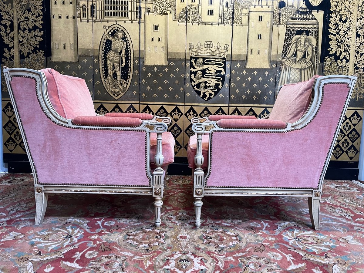 Pair Of Armchairs - Louis XVI Style Bergères-photo-2