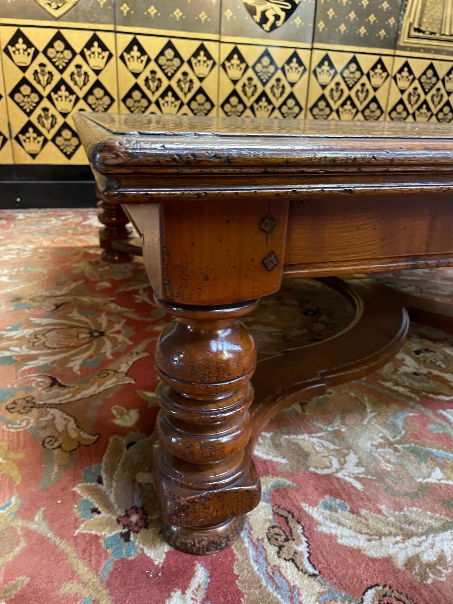 Table Basse De Style Louis XIII Parquetée-photo-4