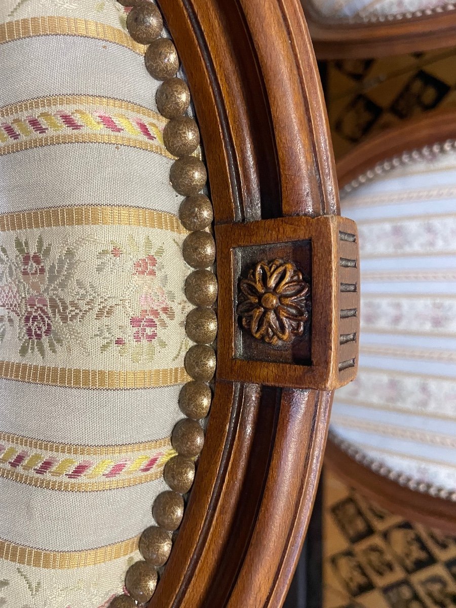 Suite De 6 Chaises Médaillons De Style Louis XVI-photo-4