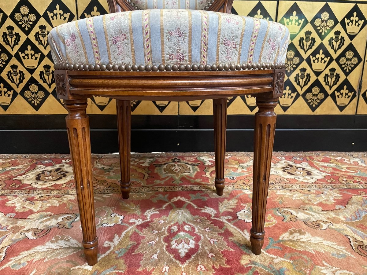 Suite De 6 Chaises Médaillons De Style Louis XVI-photo-3