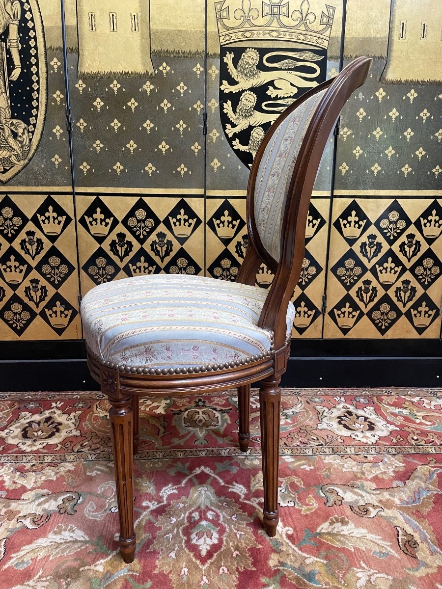 Suite De 6 Chaises Médaillons De Style Louis XVI-photo-6