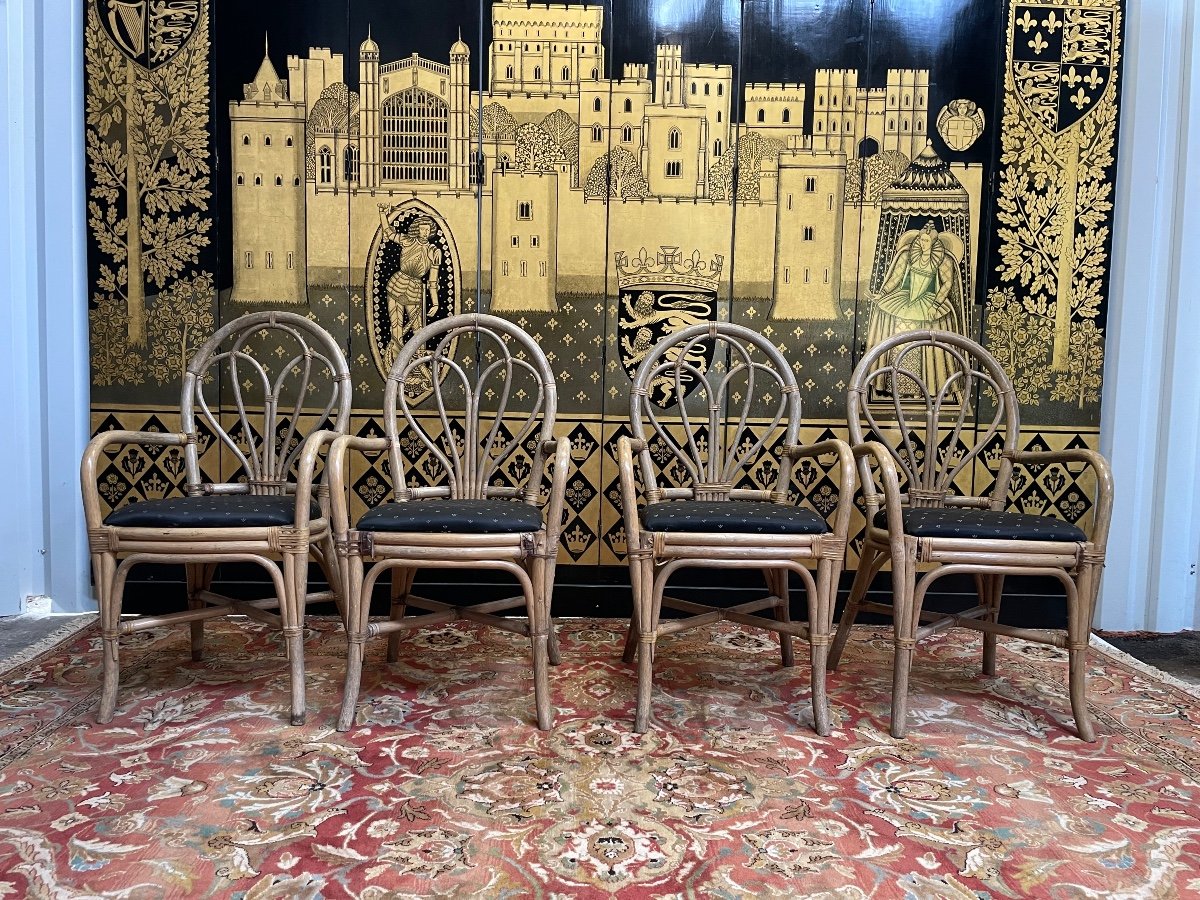 Suite Of 4 Chairs - Rattan Armchairs 